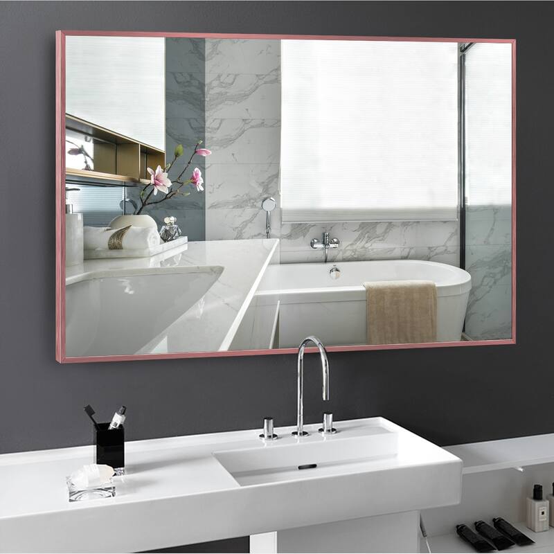Modern Thin Frame Wall-Mounted Hanging Bathroom Vanity Mirror