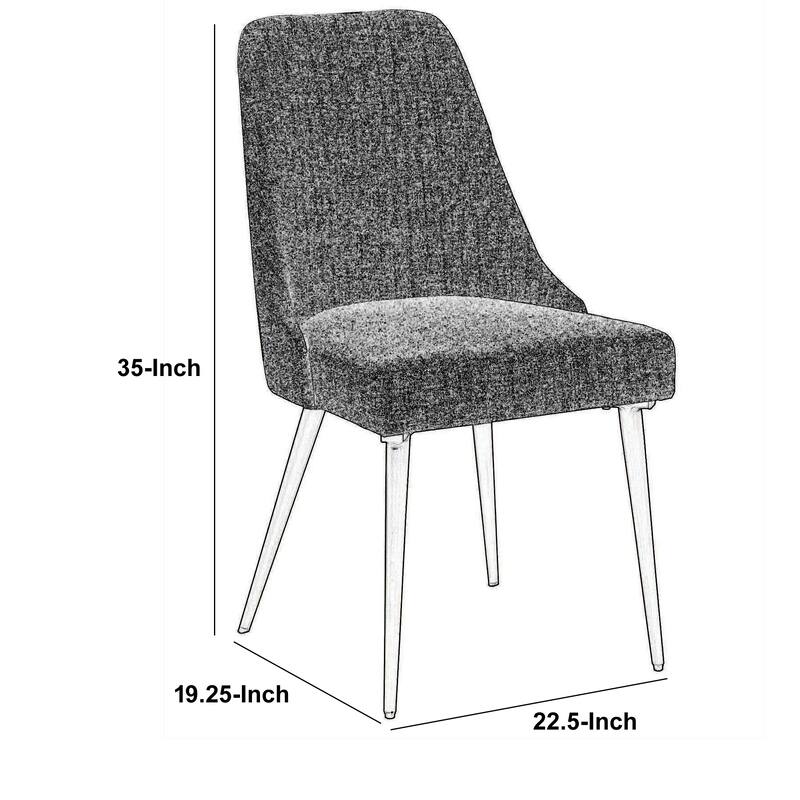 Textured Fabric Upholstered Metal Frame Dining Chair, Set of 2 - 35 H x 19.25 W x 22.5 L