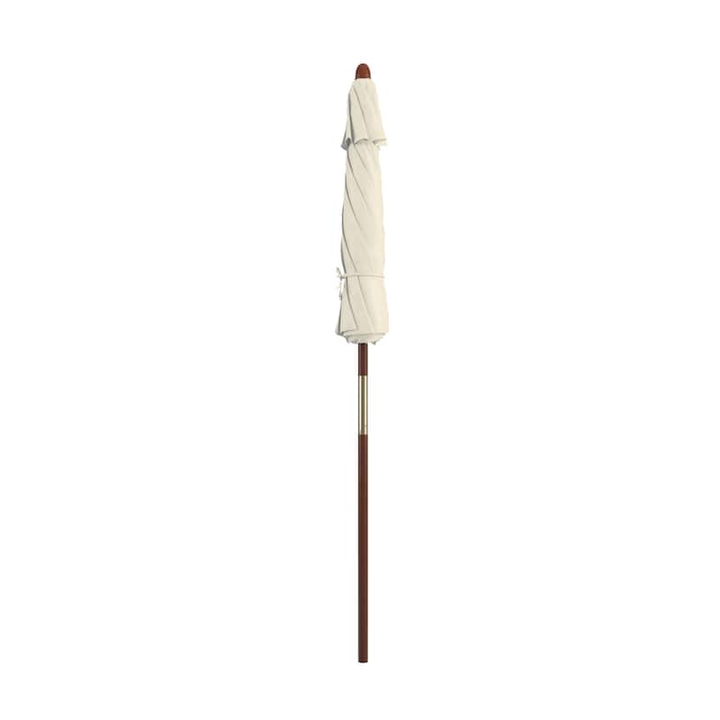 California Umbrella 7.5' Round Marenti Wood Frame Patio Umbrella with Pacifica Fabric, Base Not Included