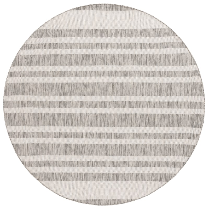 SAFAVIEH Beach House Tieny Transitional Rug - 6'7" Round - Grey/Ivory