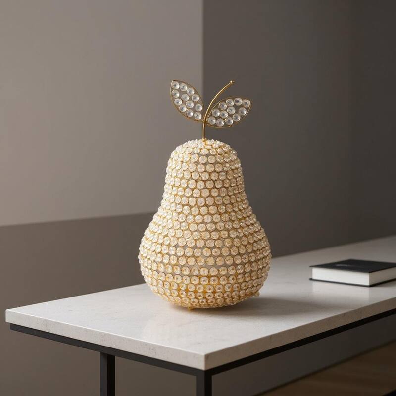 HomeRoots 18" Gold Aluminum And Faux Crystal Decorative Pear - 10.50 in. x 17.50 in. x 10.50 in. - 10.50 in. x 17.50 in.  x 10.50 in.