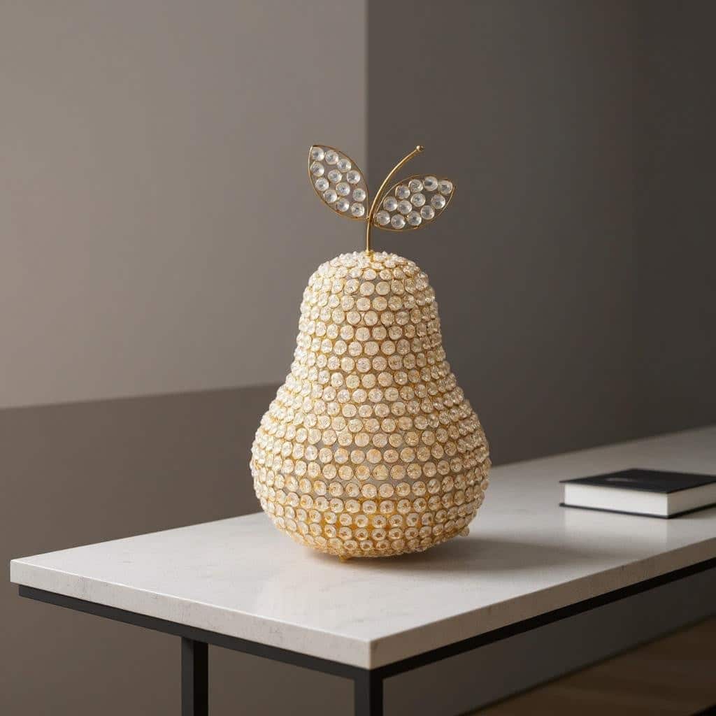 HomeRoots 18" Gold Aluminum And Faux Crystal Decorative Pear - 10.50 in. x 17.50 in. x 10.50 in.