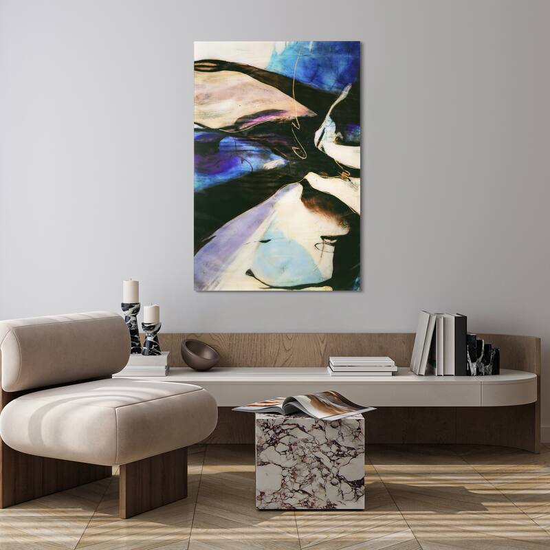 "Motivos" Abstract Frameless Tempered Art Glass Wall Art - Multi-color