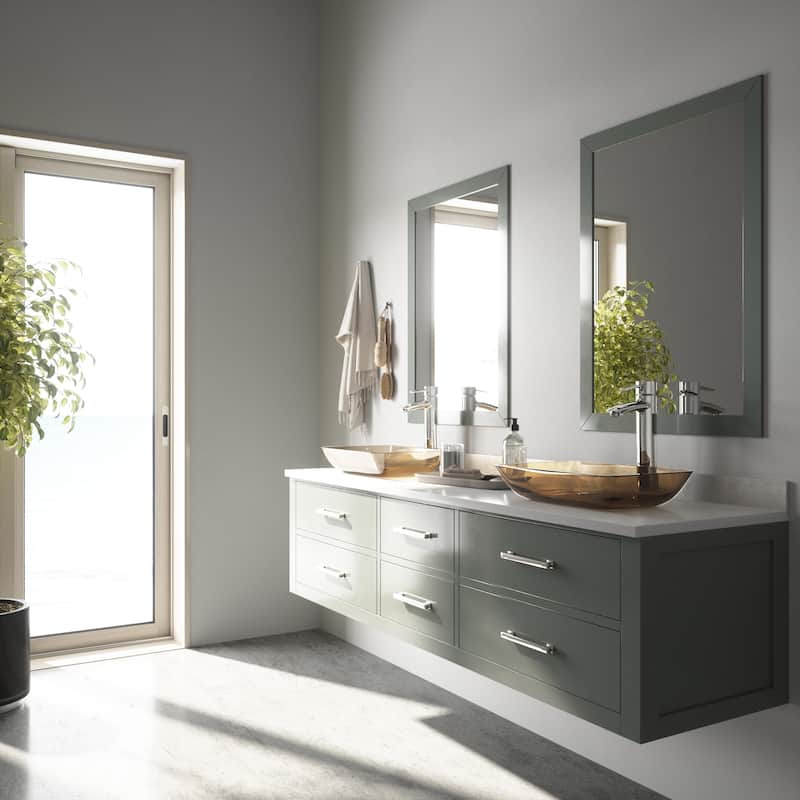 VIGO Donatello 18"L x 13"W x 4"H Glass Rectangular Vessel Bathroom Sink