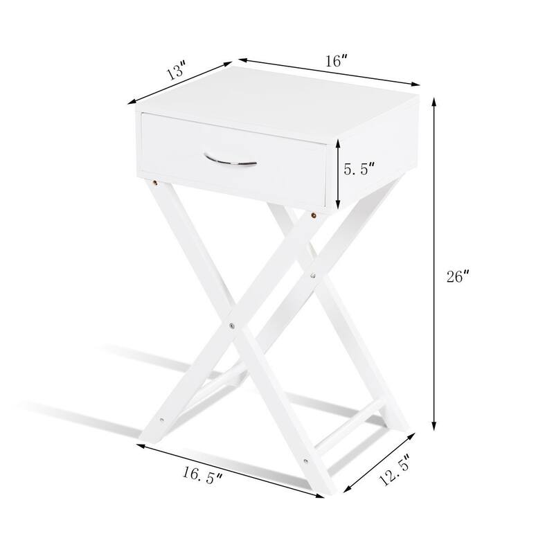 Costway Nightstand X-Shape Drawer Accent side End Table Modern Home