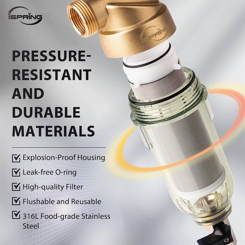 iSpring WSP2PK21 Reusable Whole House Spin Down Sediment Water Filters, 2-Pack with 200 and 100 Microns Sizes, Clear Housing