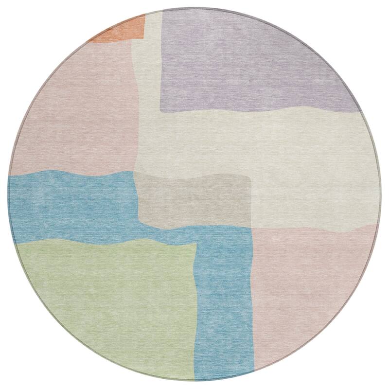 Machine Washable Indoor/ Outdoor Contemporary Blox Chantille Rug