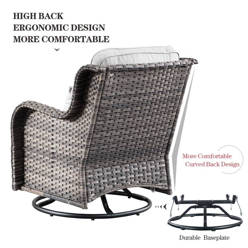 OVIOS 8-piece Rattan Wicker Patio Furniture Set Swivel Rocking Chair Set