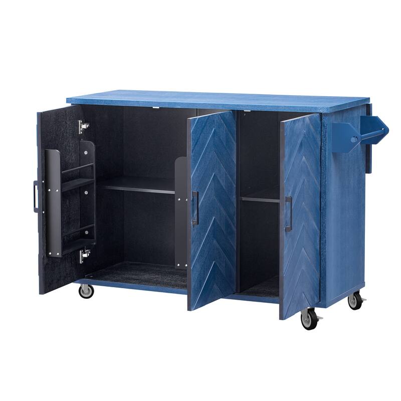 Mobile Kitchen Island on Wheels, Rolling Island Cart with Drop Leaf, Kitchen Island with Storage Rack & Adjustable Shelves