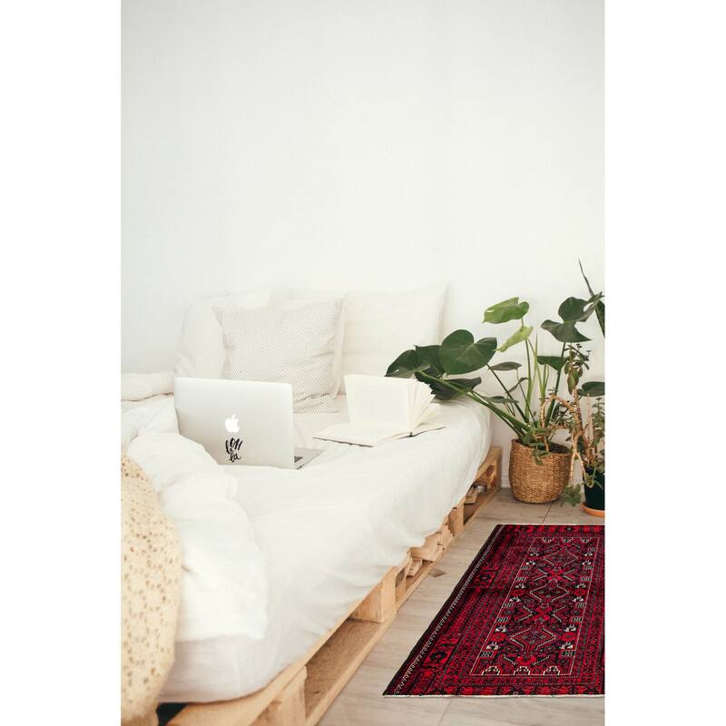 ECARPETGALLERY Hand-knotted Royal Baluch Red Wool Rug - 3'5 x 6'0