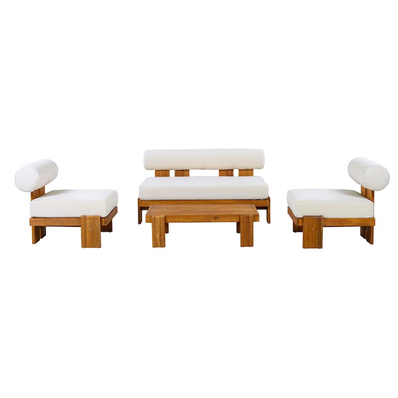 Christopher Knight Home - Modern Outdoor 4-Piece Conversation Set with Water-Resistant Cushions