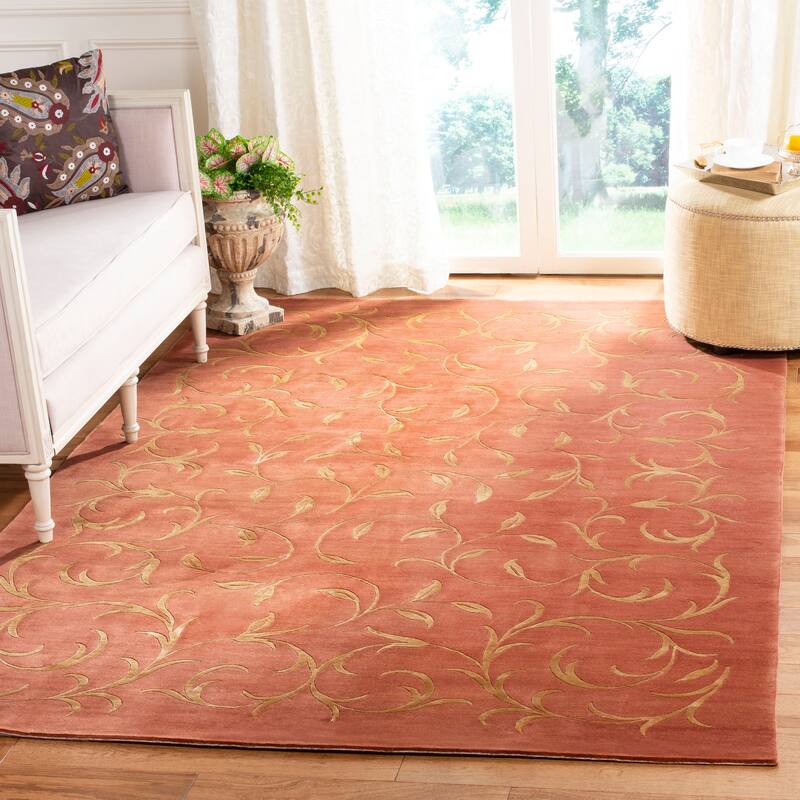 SAFAVIEH Couture Hand-knotted Tibetan Vania Modern Wool Rug - 8' x 10' - Rust/Gold
