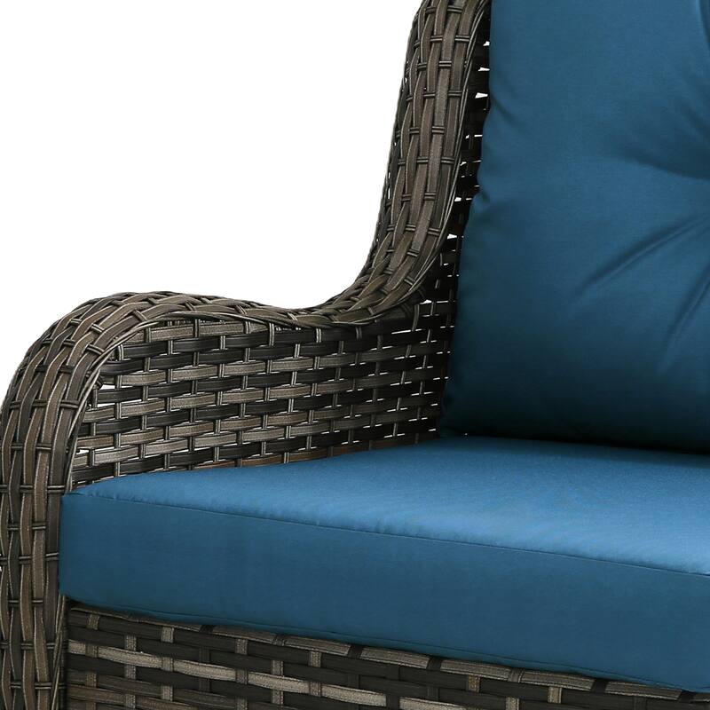 5-Person Outdoor Wicker Patio Conversation Sets with Table and Cushion