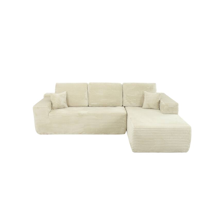 105" Corduroy Sectional Sofa with Chaise, Modern L-Shaped Modular Couch with Deep Seats, Plush Upholstered Living Room Sofa