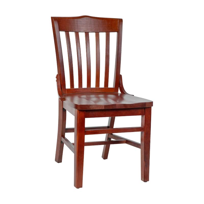 School House Back Wooden Restaurant Dining Chair - 18.5"W x 21.5"D x 35"H - 18.5"W x 21.5"D x 35"H - Mahogany