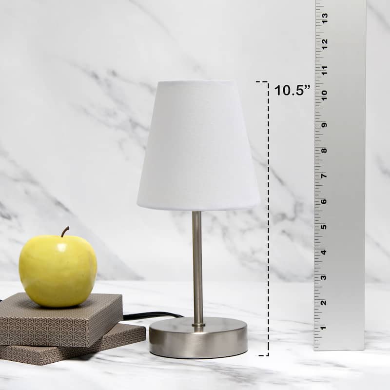 10.5" Petite Metal Stick Lamp in Sw Nickel w Fabric Shade