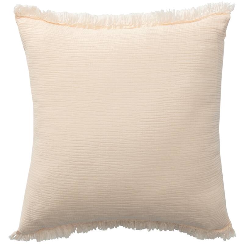 Sevita Solid Turkish Cotton Fringed Throw Pillow - Peach