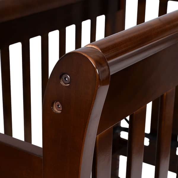 Shop Costway Coffee Pine Wood Baby Toddler Bed Convertible Crib