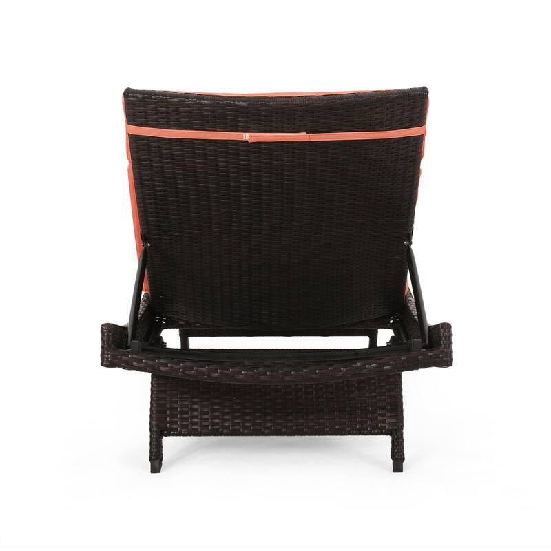 Salem Outdoor Wicker Adjustable Chaise Lounge with Cushion by Christopher Knight Home
