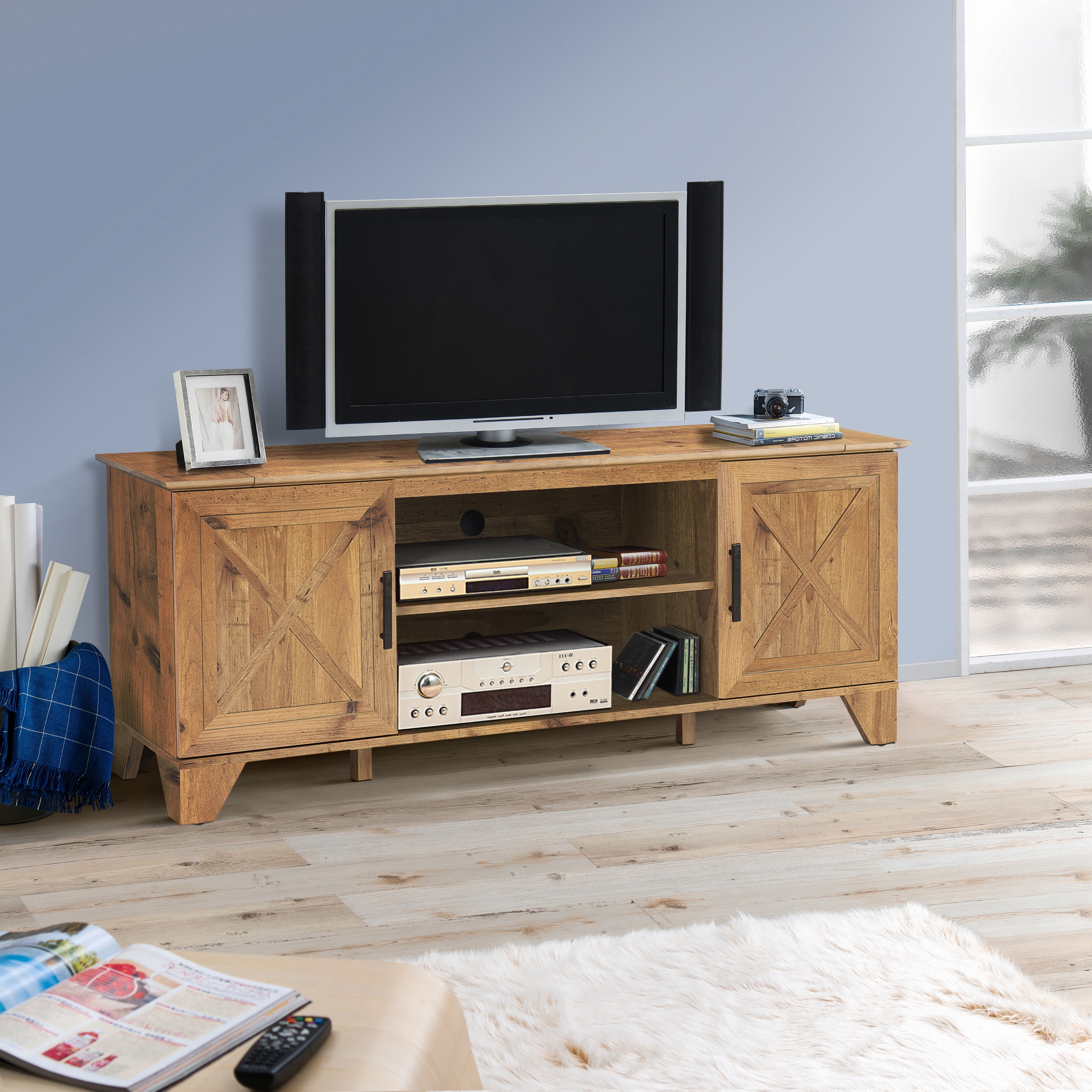 Shop Austin Rustic Brown 59 Inch Tv Stand Overstock 32005433