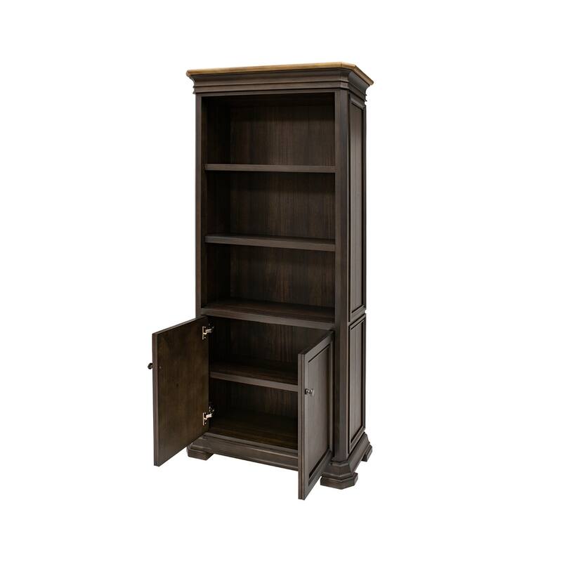 Executive Bookcase With Doors, Fully Assembled, Brown - 36"W x 78"H x 14"D