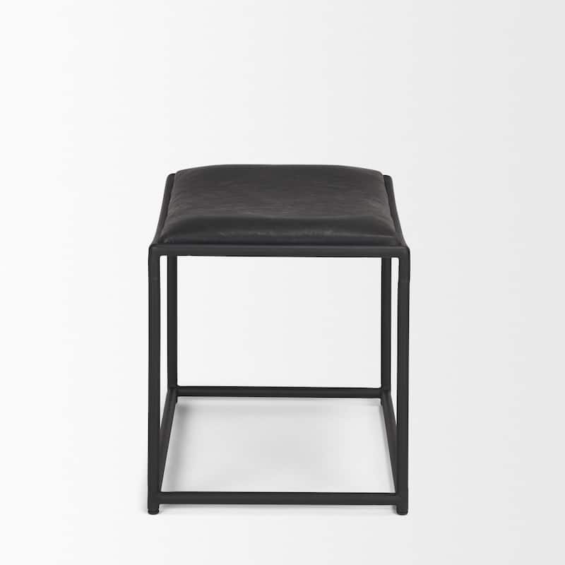 Taniel Black Leather w/ Black Metal Stool