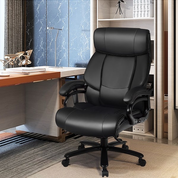 Big and Tall Office Chair for Heavy People 500lbs PU Leather Computer Chair Massage Desk Chair Ergonomic Swivel Rolling Chair Wide Executive task.