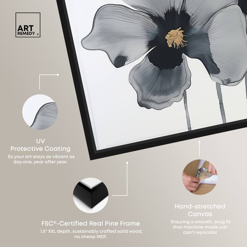 Art Remedy Drama Flora Framed Floral Fine 1 Piece Canvas Wall Art
