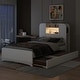 preview thumbnail 33 of 57, Bookcase Bed Twin Size Platform Bed Frame Solid Wood Storage Bed with LED Light Strip and Headboard(Trundle or Drawers Choose)