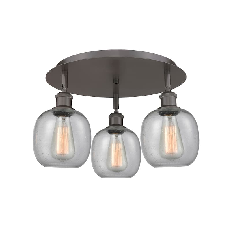 Innovations Lighting Belfast - 3 Light 18" Flush Mount - Oil Rubbed Bronze/Seedy