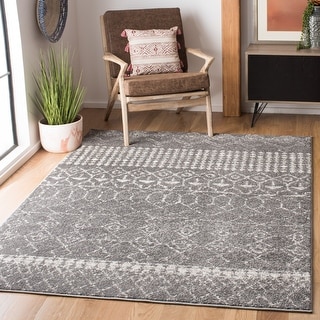 SAFAVIEH Tulum Giorgina Rustic Moroccan Boho Tribal Rug - Grey/Ivory - 4' x 6'