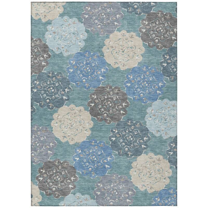 Machine Washable Indoor/ Outdoor Global Motif Chantille Rug