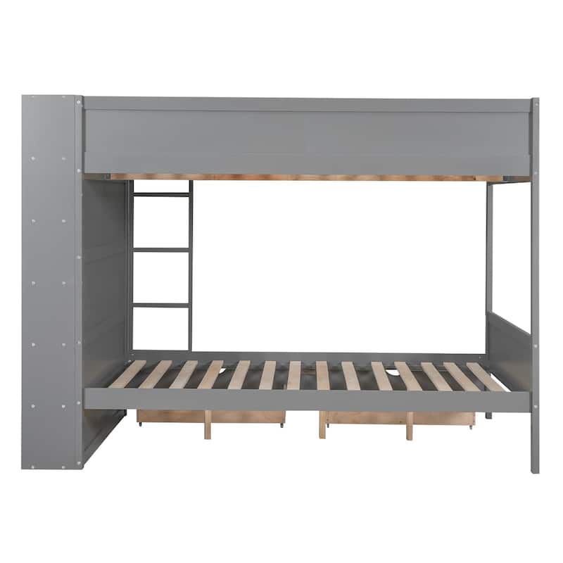 Wood Bunk Bed with Drawers