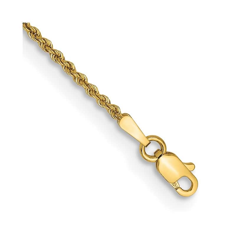 Curata 10k Yellow Gold 1.5mm Regular Rope Chain Bracelet Options: 7" 8"