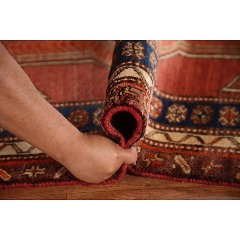Vegetable Dye Orange Ardebil Persian Runner Rug Handmade Wool Carpet - 4'2"x 10'8"