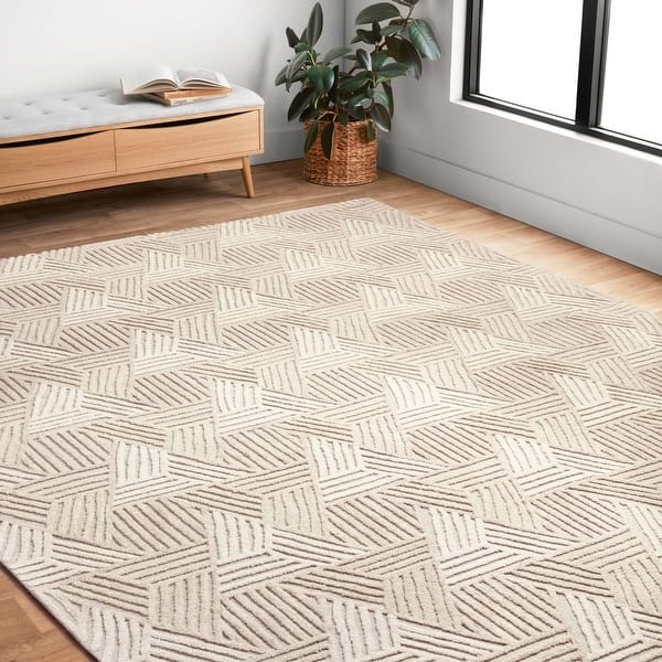 Geometric Farmhouse Tufted Wool Area Rug Geometric Farmhouse Tufted Wool Area Rug