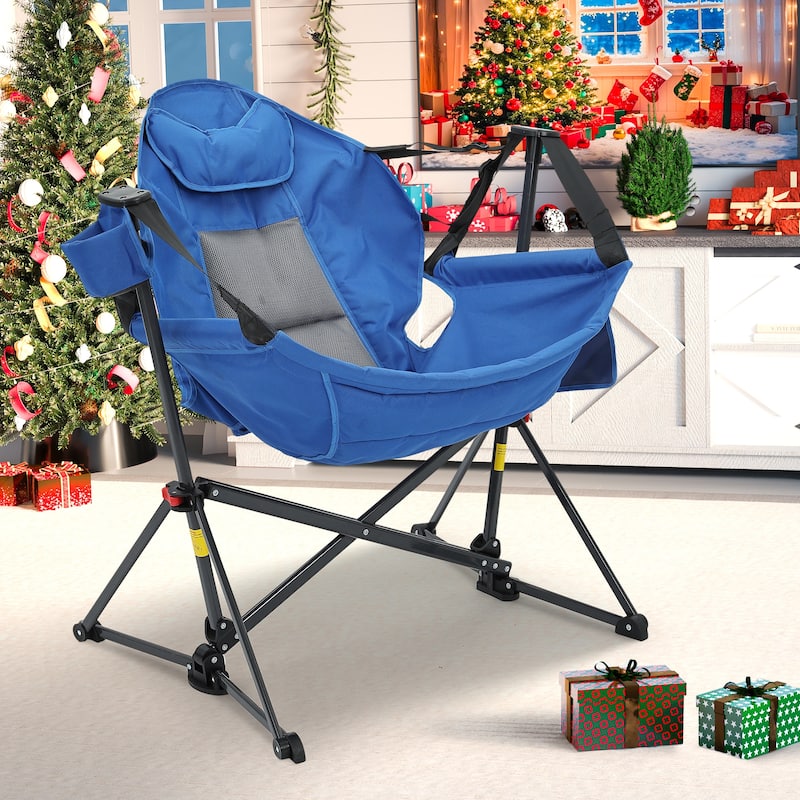 Hammock Camping Chair, Foldable Portable Rocking Chairs for Adults - Blue