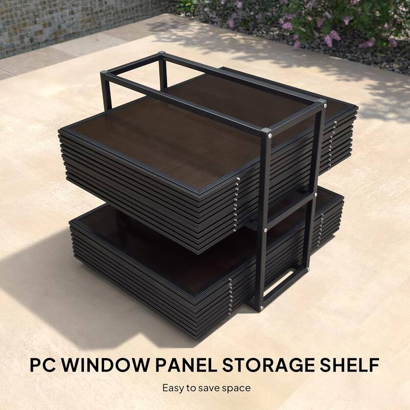 PURPLE LEAF Double Top Outdoor Wood Grain Sunroom All-Weather Screen House Patio Hardtop Gazebo