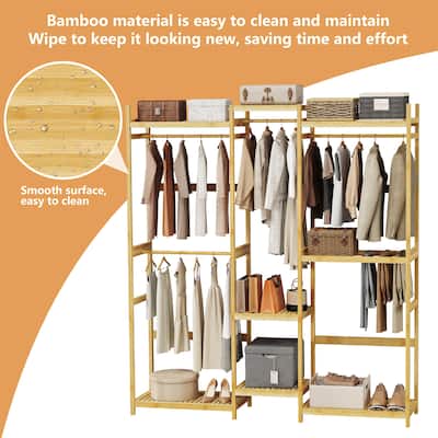 Clothes Rack Wardrobe Organizer Bedroom Closet Stand with Hanging Rod - 71x16x78inch