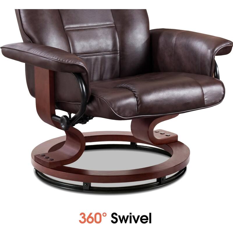 MCombo Swivel Recliner Chair with Wood Base and Ottoman