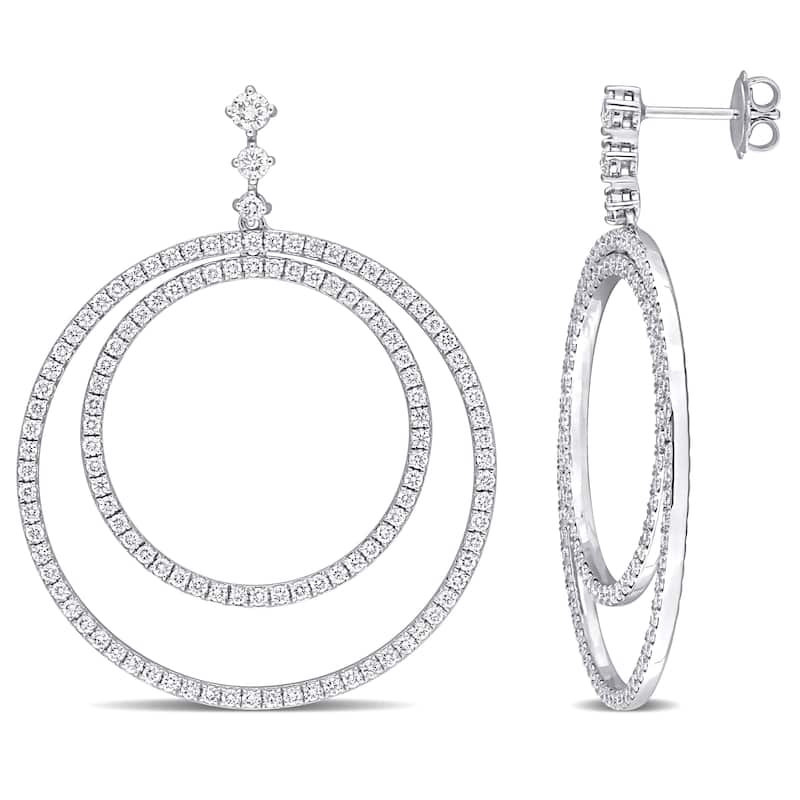 Miadora 3 1/4ct TDW Diamond Double-Circle Earrings in 14k White Gold