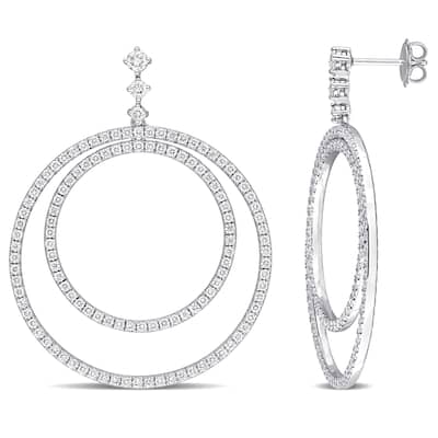 Miadora 3 1/4ct TDW Diamond Double-Circle Earrings in 14k White Gold