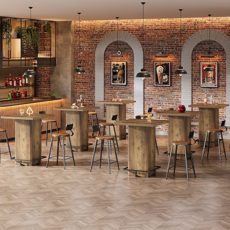 High Wood Bar Table, Bistro Pub Table, Dining Coffee Cocktail Living Room Accent Pub Desk