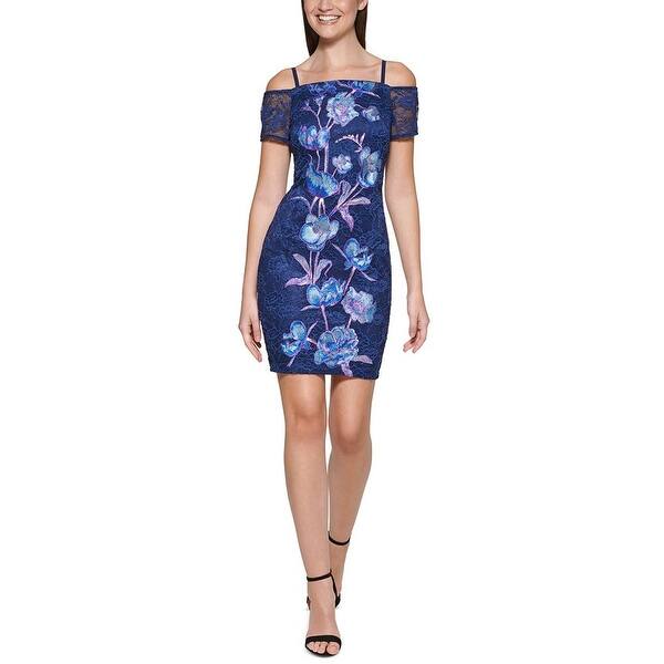 sachin and babi light blue dress ASOS DESIGN structured embroidered curved hem mini dress with metallic PU  applique in chocolate
