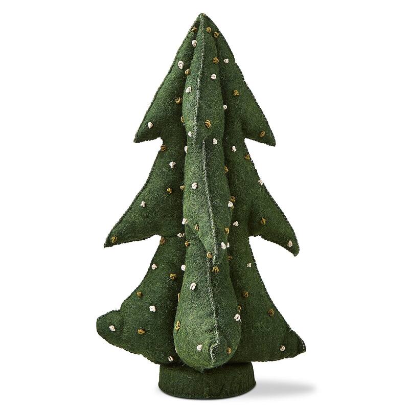 French Knot Wool Christmas Tree Decorations for Tabletop or Mantel Large 22.5 inch