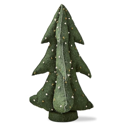 French Knot Wool Christmas Tree Decorations for Tabletop or Mantel Large 22.5 inch