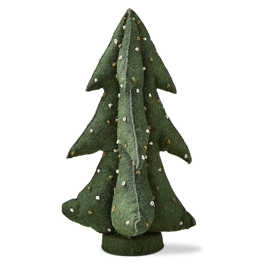 French Knot Wool Christmas Tree Decorations for Tabletop or Mantel Large 22.5 inch