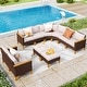 preview thumbnail 36 of 54, 11-Piece Outdoor Wicker Half-Round Furniture Set, Half-Moon Sectional Sofa Set All Weather Rattan Curved Conversation Sets 10 Seats - Type K