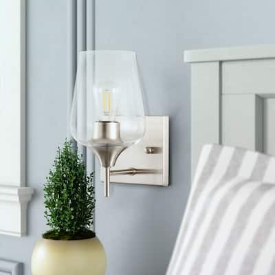CO-Z 1-Light Wall Sconce Light with Glass Shade, Brushed Nickel - Brushed Nickel