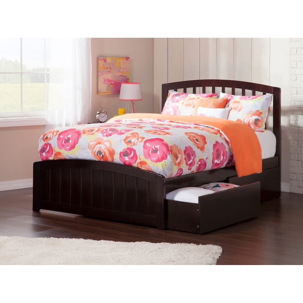 Richmond Full Platform Bed with Footboard and Drawers in Espresso